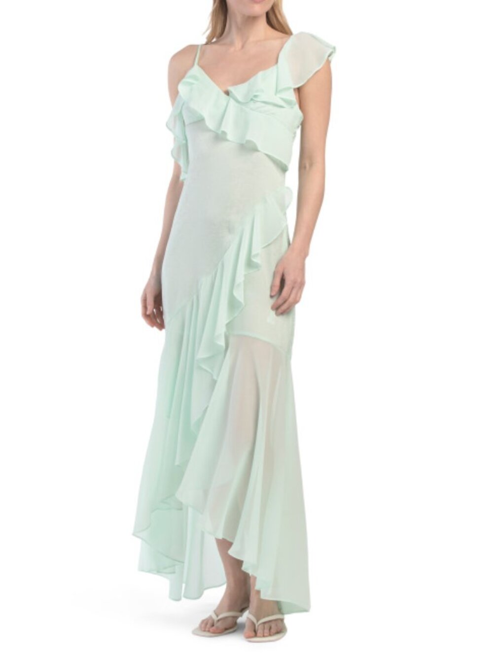 EN SAISON Satin Ruffle Slip - Picture 1 of 6
